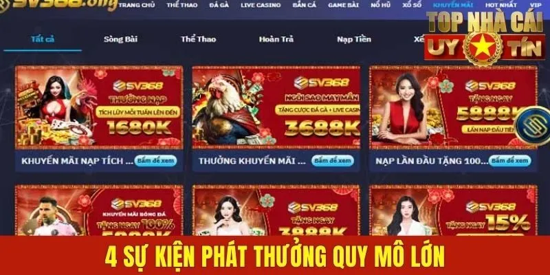 4 sự kiện phát thưởng quy mô lớn