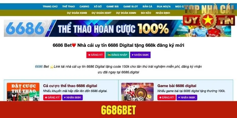 6686Bet | Địa Chỉ Giải Trí Uy Tín & Chất Lượng Số 1 Toàn Cầu