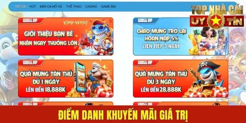 Điểm danh khuyến mãi giá trị