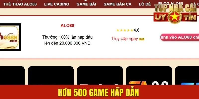 Hơn 500 game hấp dẫn luôn sẵn sàng