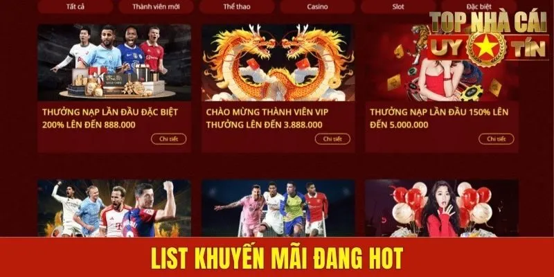 List khuyến mãi đang hot