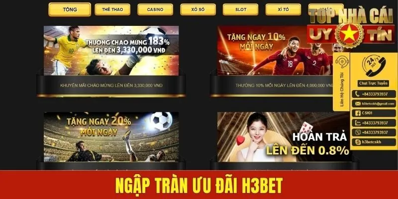 Ngập tràn ưu đãi h3bet