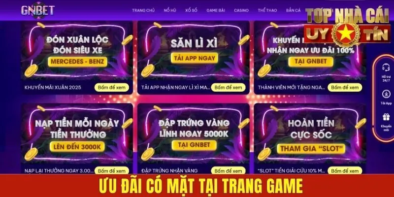 Ưu đãi có mặt tại trang game