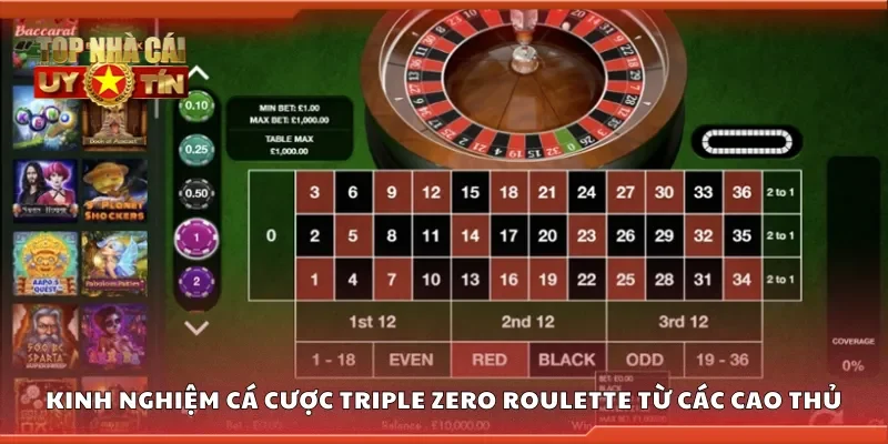 Kinh nghiệm cá cược triple zero roulette từ các cao thủ