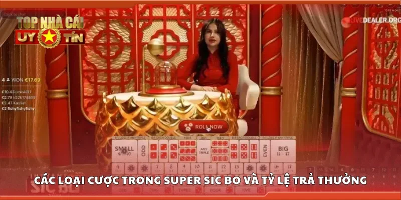 Các loại cược trong Super Sic Bo và tỷ lệ trả thưởng