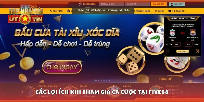 Một số lợi ích khi tham gia cá cược tại Five88