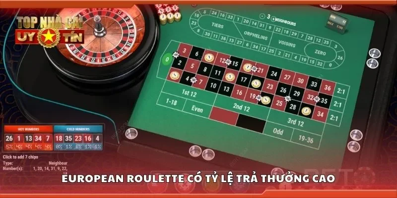 European roulette có luật chơi đơn giản và tỷ lệ trả thưởng cao