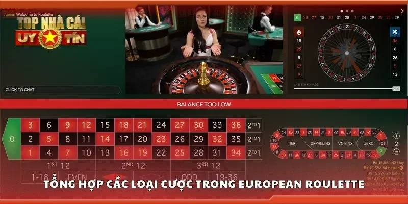 Tổng hợp các loại cược trong european roulette