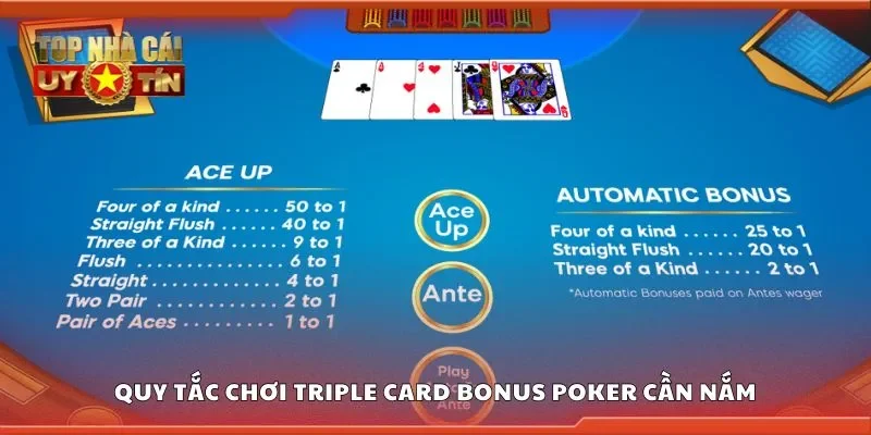 Quy tắc chơi triple card bonus poker cần nắm