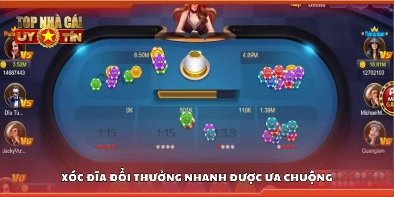 Xóc đĩa đổi thưởng nhanh được nhiều người chơi ưa chuộng