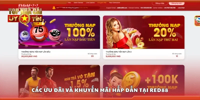 Ưu đãi và khuyến mãi hấp dẫn tại Red88