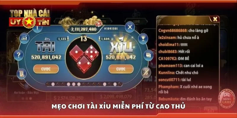 Mẹo chơi tài xỉu miễn phí từ cao thủ